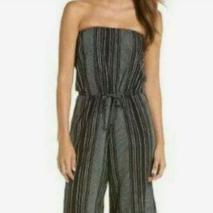 NWT Elan Wide Leg Cropped Strapless Jumpsuit Size Medium